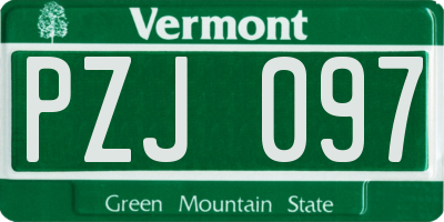 VT license plate PZJ097