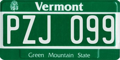 VT license plate PZJ099