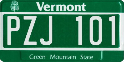 VT license plate PZJ101