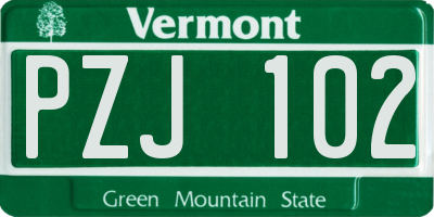 VT license plate PZJ102