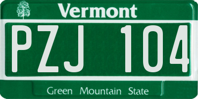 VT license plate PZJ104