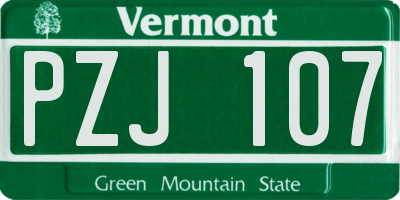 VT license plate PZJ107