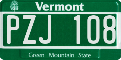 VT license plate PZJ108