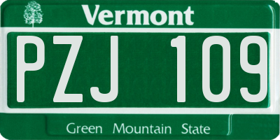 VT license plate PZJ109