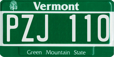 VT license plate PZJ110