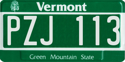 VT license plate PZJ113