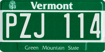VT license plate PZJ114