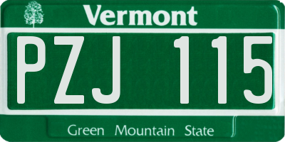 VT license plate PZJ115