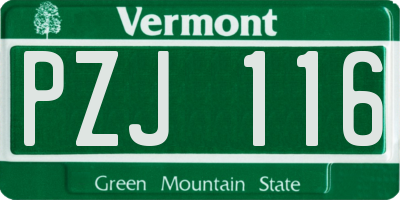 VT license plate PZJ116