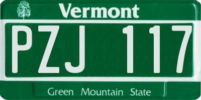 VT license plate PZJ117