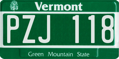 VT license plate PZJ118