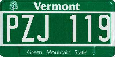 VT license plate PZJ119