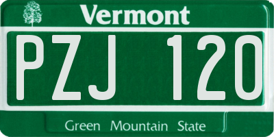 VT license plate PZJ120
