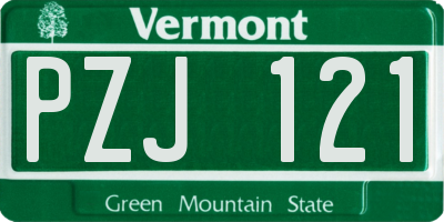 VT license plate PZJ121