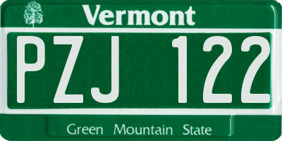 VT license plate PZJ122