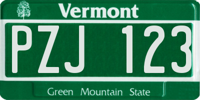 VT license plate PZJ123
