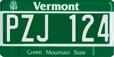 VT license plate PZJ124