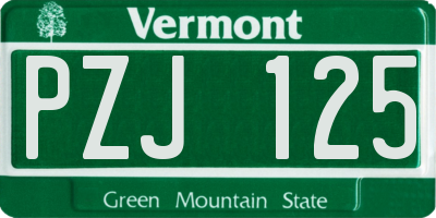 VT license plate PZJ125