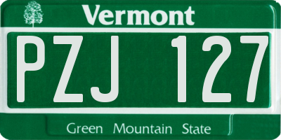 VT license plate PZJ127