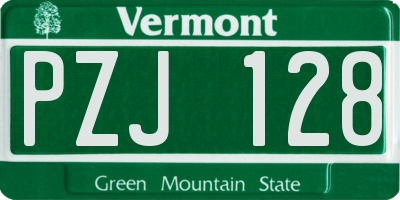 VT license plate PZJ128