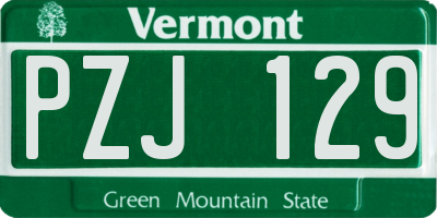VT license plate PZJ129