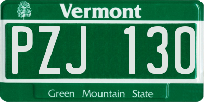 VT license plate PZJ130