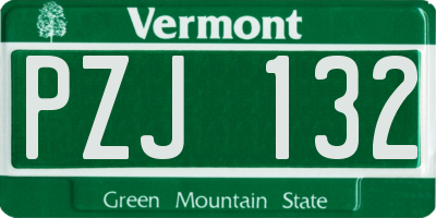 VT license plate PZJ132