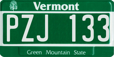 VT license plate PZJ133