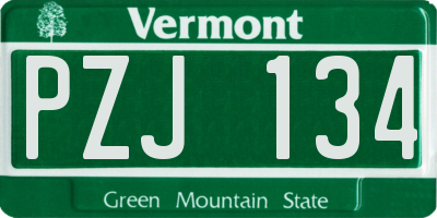VT license plate PZJ134
