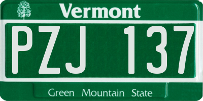 VT license plate PZJ137