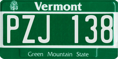 VT license plate PZJ138