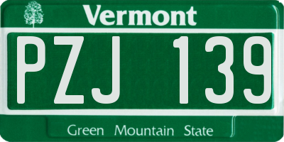 VT license plate PZJ139