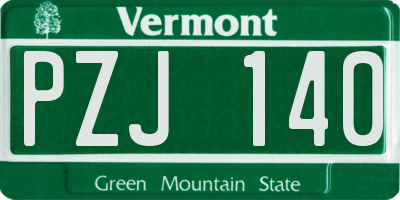 VT license plate PZJ140