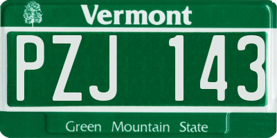 VT license plate PZJ143