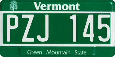 VT license plate PZJ145