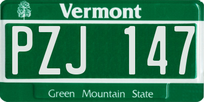 VT license plate PZJ147