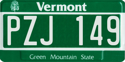 VT license plate PZJ149