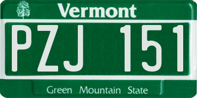 VT license plate PZJ151
