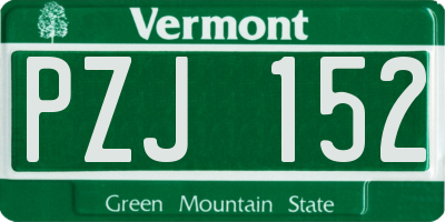 VT license plate PZJ152