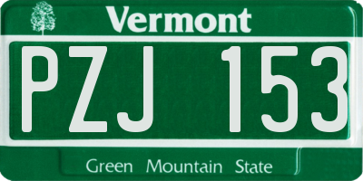 VT license plate PZJ153