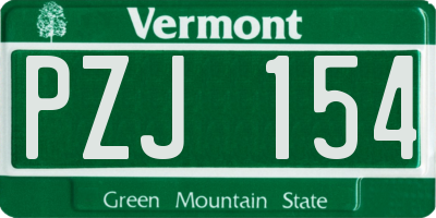 VT license plate PZJ154