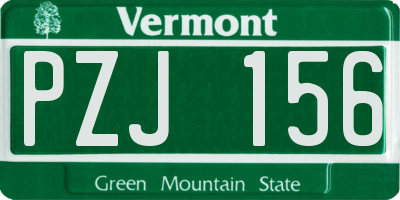 VT license plate PZJ156