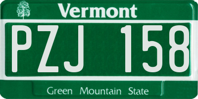 VT license plate PZJ158