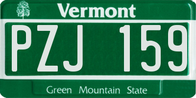 VT license plate PZJ159