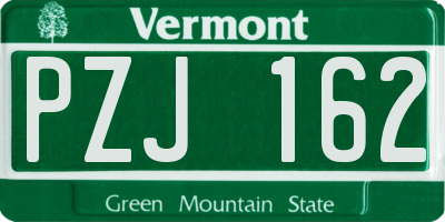 VT license plate PZJ162