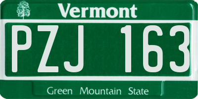 VT license plate PZJ163