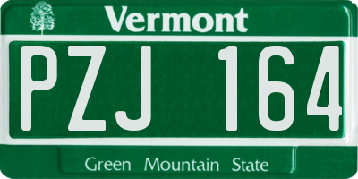 VT license plate PZJ164