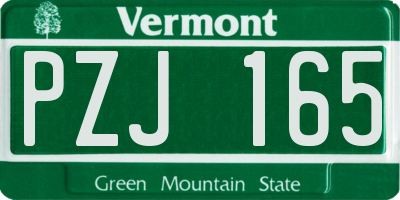 VT license plate PZJ165