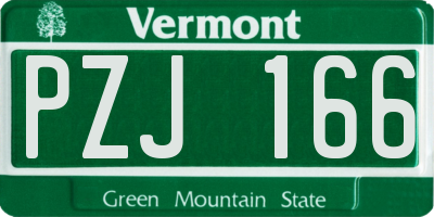 VT license plate PZJ166