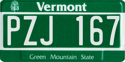 VT license plate PZJ167